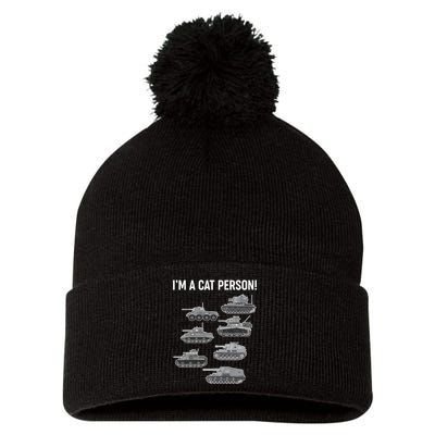 Funny I'm A Cat Person Military Tanks Pom Pom 12in Knit Beanie
