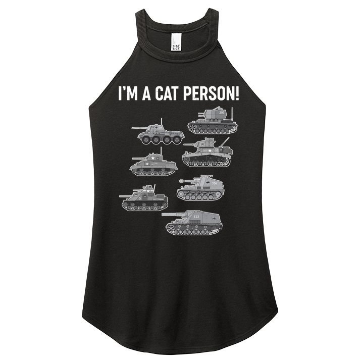 Funny I'm A Cat Person Military Tanks Women's Perfect Tri Rocker Tank