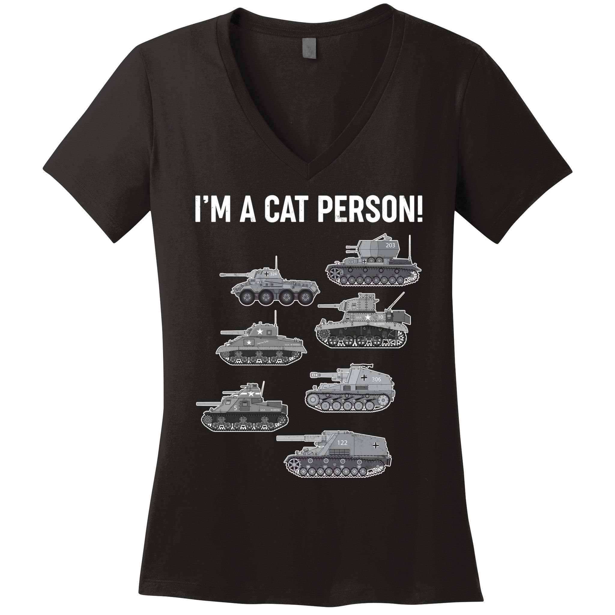 Funny I'm A Cat Person Military Tanks Women's V-Neck T-Shirt