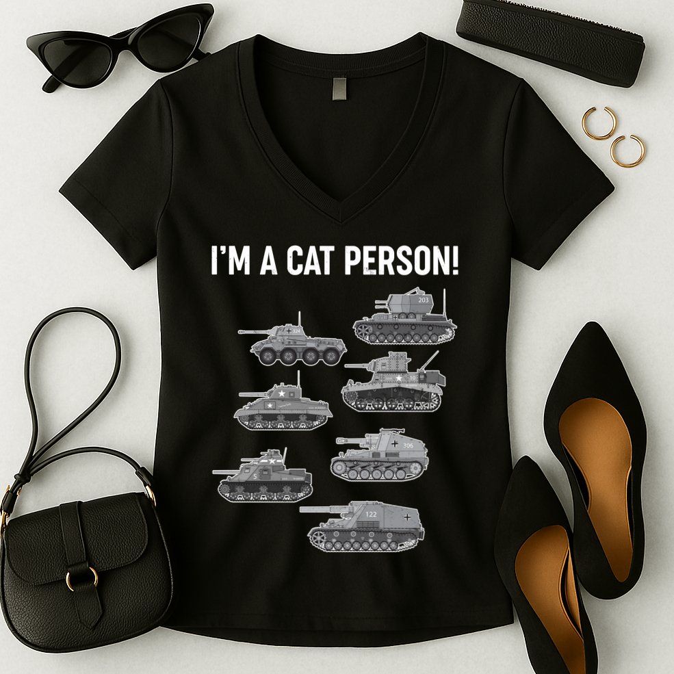 Funny I'm A Cat Person Military Tanks Women's V-Neck T-Shirt