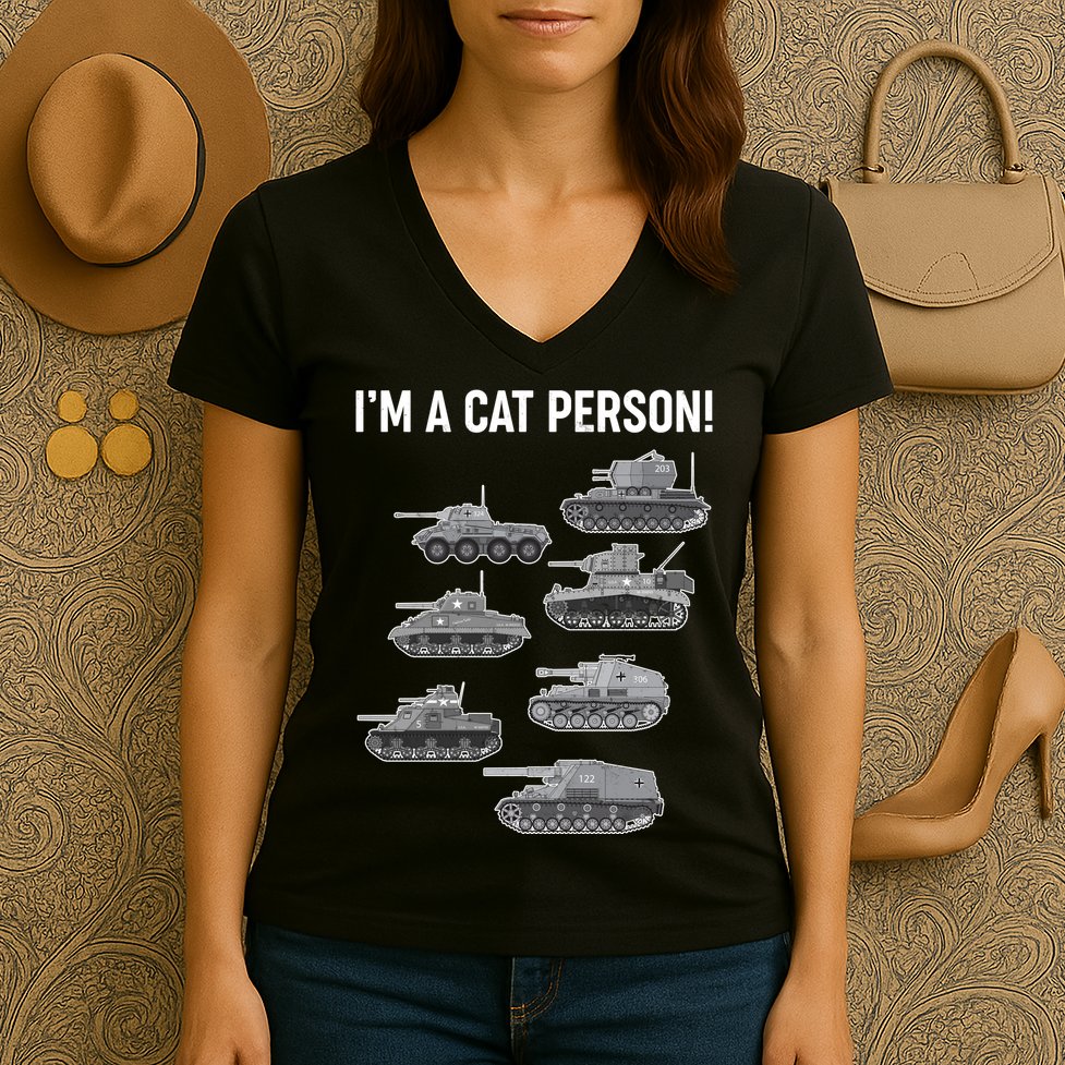 Funny I'm A Cat Person Military Tanks Women's V-Neck T-Shirt