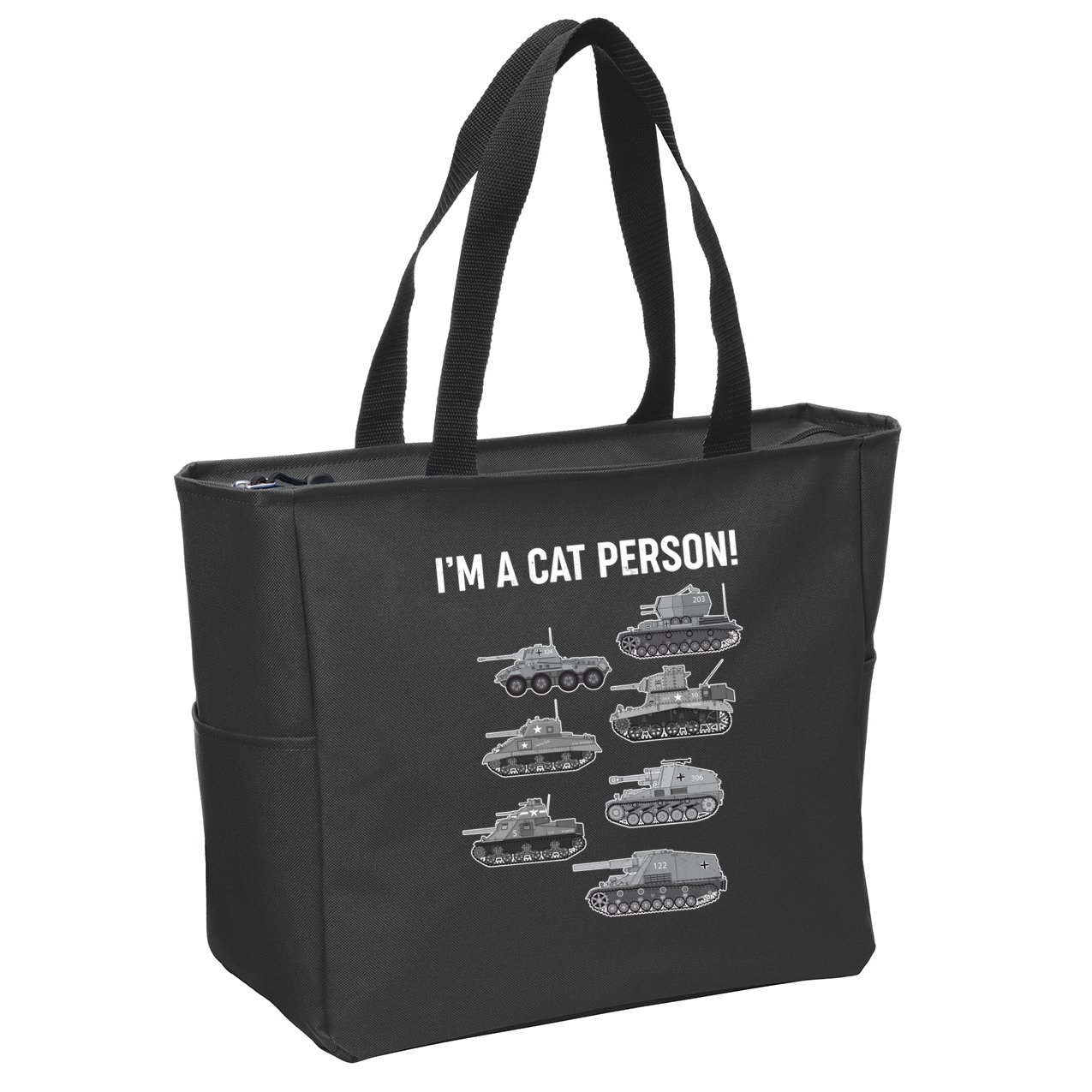 Funny I'm A Cat Person Military Tanks Zip Tote Bag