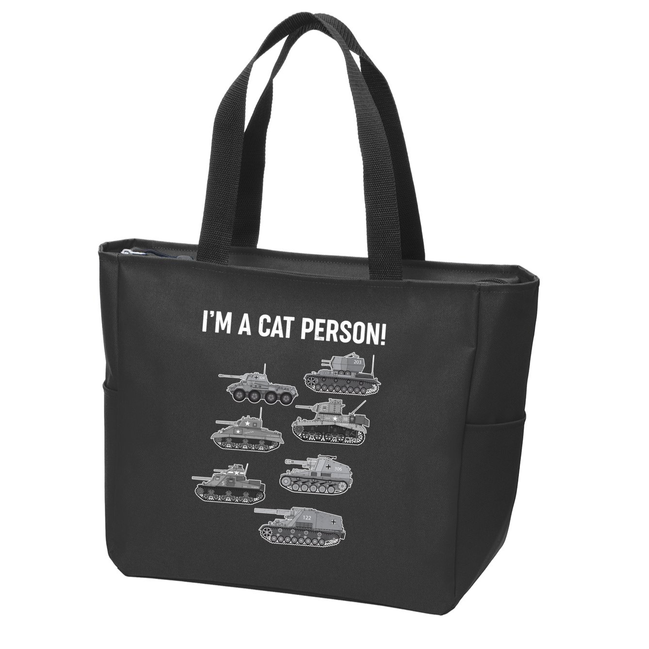 Funny I'm A Cat Person Military Tanks Zip Tote Bag