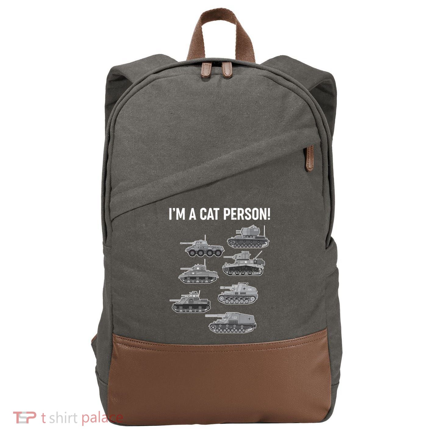 Funny I'm A Cat Person Military Tanks Cotton Canvas Backpack
