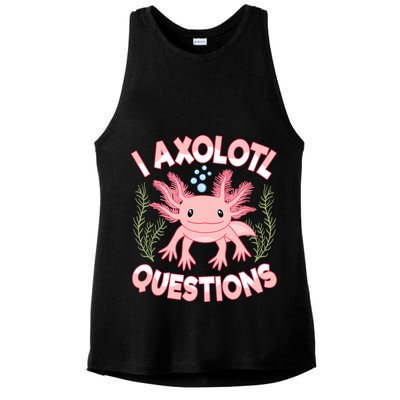 Funny I Axolotl Questions Cute Kawaii Pin.k Axolotl Ladies PosiCharge Tri-Blend Wicking Tank