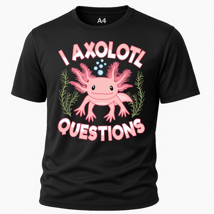 Funny I Axolotl Questions Cute Kawaii Pin.k Axolotl Cooling Performance Crew T-Shirt