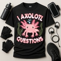 Funny I Axolotl Questions Cute Kawaii Pin.k Axolotl Cooling Performance Crew T-Shirt