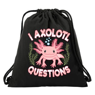 Funny I Axolotl Questions Cute Kawaii Pin.k Axolotl Drawstring Bag