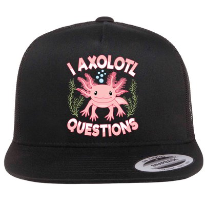 Funny I Axolotl Questions Cute Kawaii Pin.k Axolotl Flat Bill Trucker Hat