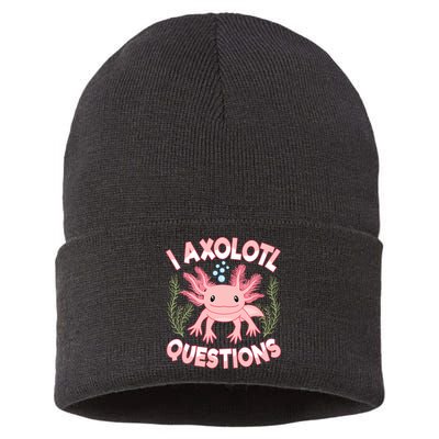 Funny I Axolotl Questions Cute Kawaii Pin.k Axolotl Sustainable Knit Beanie