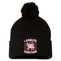 Funny I Axolotl Questions Cute Kawaii Pin.k Axolotl Pom Pom 12in Knit Beanie