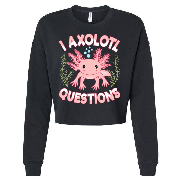 Funny I Axolotl Questions Cute Kawaii Pin.k Axolotl Cropped Pullover Crew