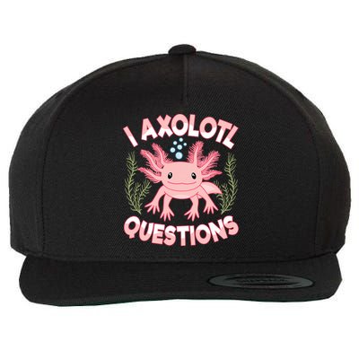 Funny I Axolotl Questions Cute Kawaii Pin.k Axolotl Wool Snapback Cap