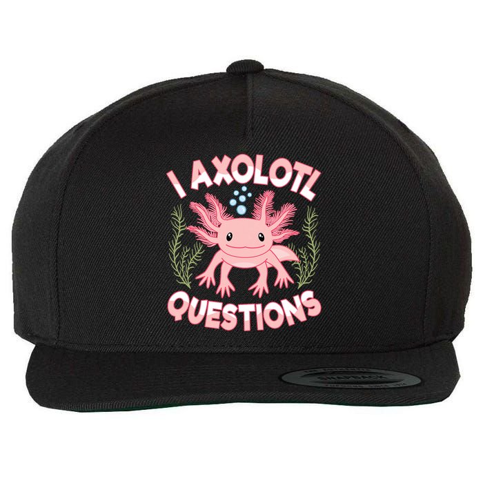 Funny I Axolotl Questions Cute Kawaii Pin.k Axolotl Wool Snapback Cap