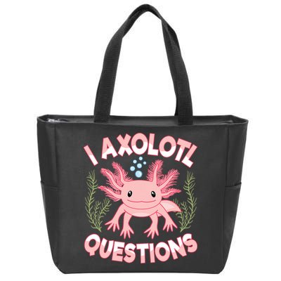 Funny I Axolotl Questions Cute Kawaii Pin.k Axolotl Zip Tote Bag