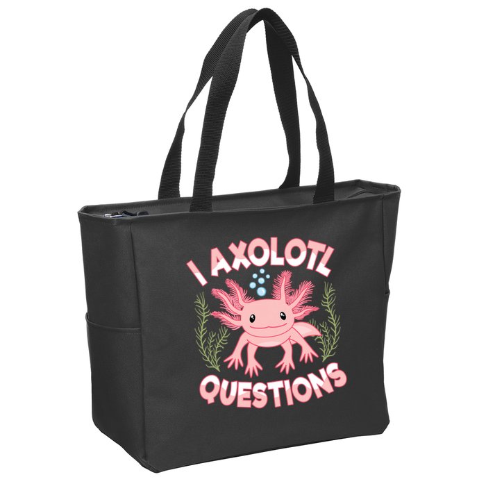 Funny I Axolotl Questions Cute Kawaii Pin.k Axolotl Zip Tote Bag