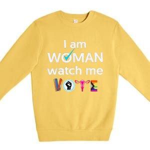 Funny I Am Woman Watch Me Vote Premium Crewneck Sweatshirt