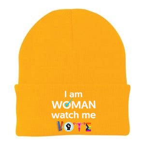 Funny I Am Woman Watch Me Vote Knit Cap Winter Beanie