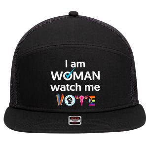 Funny I Am Woman Watch Me Vote 7 Panel Mesh Trucker Snapback Hat