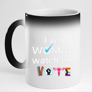 Funny I Am Woman Watch Me Vote 11oz Black Color Changing Mug