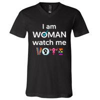 Funny I Am Woman Watch Me Vote V-Neck T-Shirt