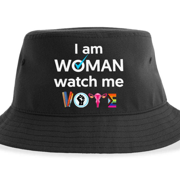 Funny I Am Woman Watch Me Vote Sustainable Bucket Hat