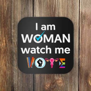 Funny I Am Woman Watch Me Vote Coaster