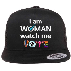 Funny I Am Woman Watch Me Vote Flat Bill Trucker Hat