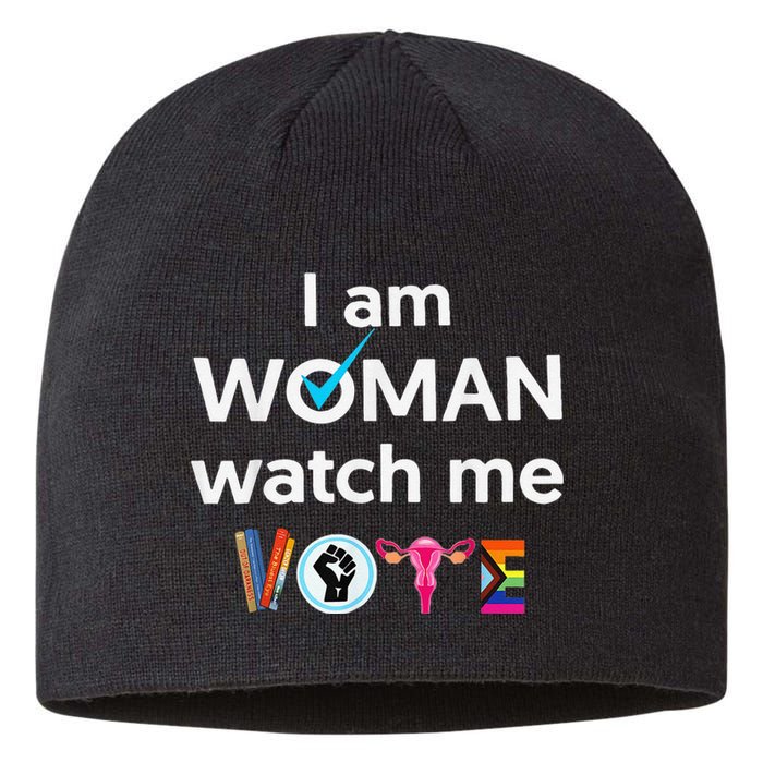 Funny I Am Woman Watch Me Vote Sustainable Beanie