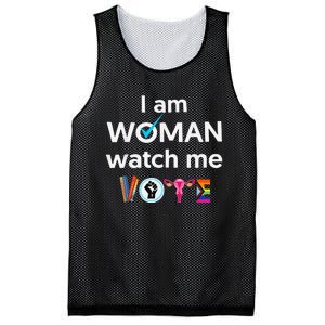 Funny I Am Woman Watch Me Vote Mesh Reversible Basketball Jersey Tank