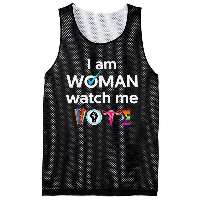 Funny I Am Woman Watch Me Vote Mesh Reversible Basketball Jersey Tank