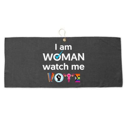 Funny I Am Woman Watch Me Vote Large Microfiber Waffle Golf Towel