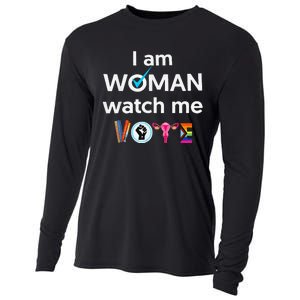 Funny I Am Woman Watch Me Vote Cooling Performance Long Sleeve Crew