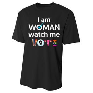 Funny I Am Woman Watch Me Vote Performance Sprint T-Shirt