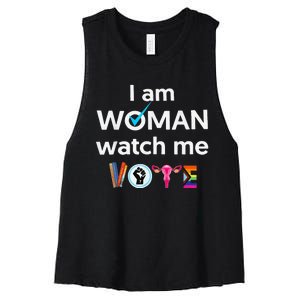 Funny I Am Woman Watch Me Vote Women's Racerback Cropped Tank