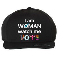 Funny I Am Woman Watch Me Vote Wool Snapback Cap