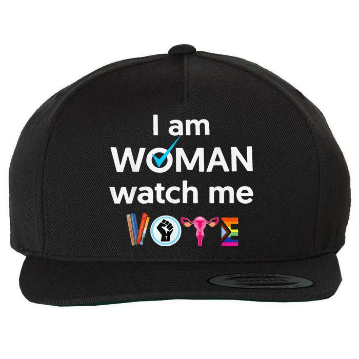 Funny I Am Woman Watch Me Vote Wool Snapback Cap