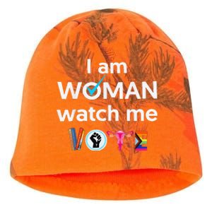 Funny I Am Woman Watch Me Vote Kati - Camo Knit Beanie