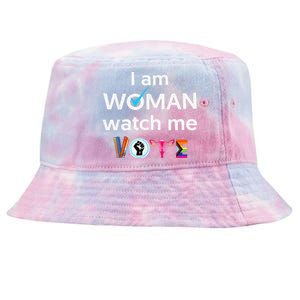 Funny I Am Woman Watch Me Vote Tie-Dyed Bucket Hat