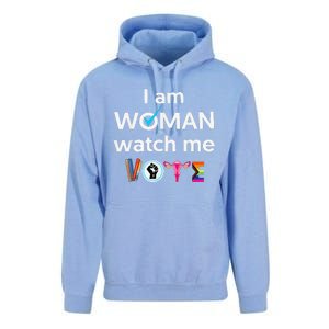 Funny I Am Woman Watch Me Vote Unisex Surf Hoodie