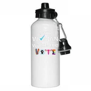 Funny I Am Woman Watch Me Vote Aluminum Water Bottle