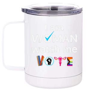 Funny I Am Woman Watch Me Vote 12 oz Stainless Steel Tumbler Cup