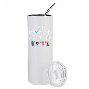 Funny I Am Woman Watch Me Vote Stainless Steel Tumbler