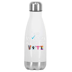 Funny I Am Woman Watch Me Vote Stainless Steel Insulated Water Bottle