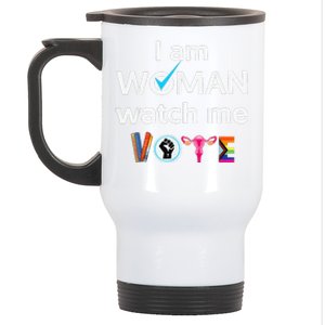 Funny I Am Woman Watch Me Vote Stainless Steel Travel Mug