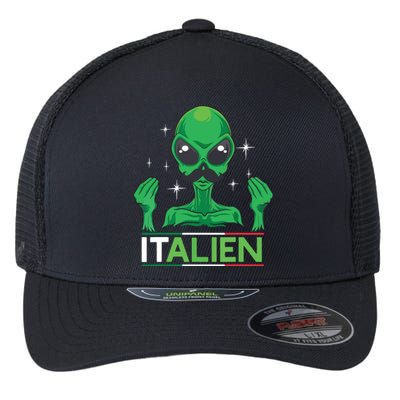 Funny Italian Alien Pun Italy Hand Gesture Flexfit Unipanel Trucker Cap