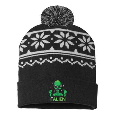 Funny Italian Alien Pun Italy Hand Gesture USA-Made Snowflake Beanie