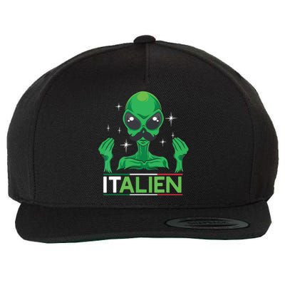 Funny Italian Alien Pun Italy Hand Gesture Wool Snapback Cap