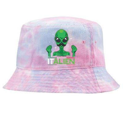 Funny Italian Alien Pun Italy Hand Gesture Tie-Dyed Bucket Hat