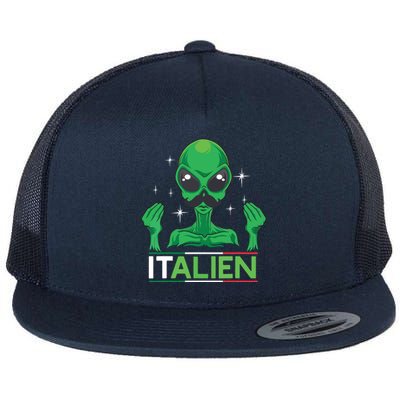 Funny Italian Alien Pun Italy Hand Gesture Flat Bill Trucker Hat